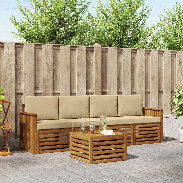 Set de canapele de exterior cu pernă 5 pcs Natur și Bej - WALTI WALTI