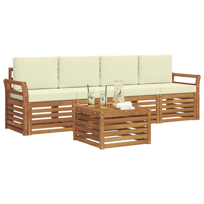 Set de canapele de exterior cu pernă 5 pcs Natural și Crem - WALTI WALTI