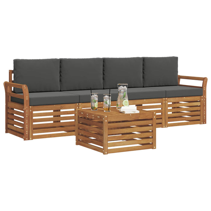 Set de canapele de exterior cu pernă 5 pcs Natural și Antracit - WALTI WALTI