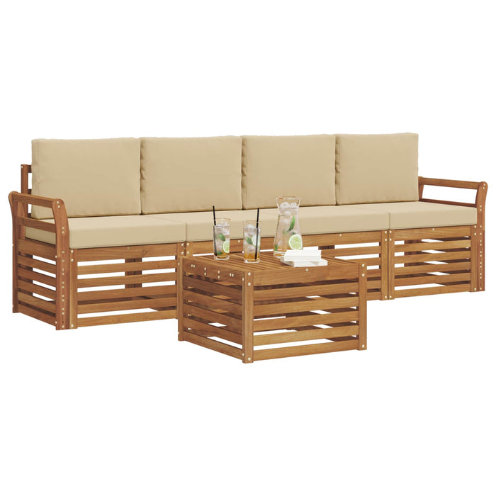 Set de canapele de exterior cu pernă 5 pcs Natural și Bej - WALTI WALTI