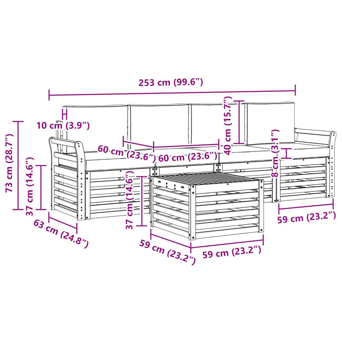 Set de canapele de exterior cu pernă 5 pcs Natural și Bej - WALTI WALTI