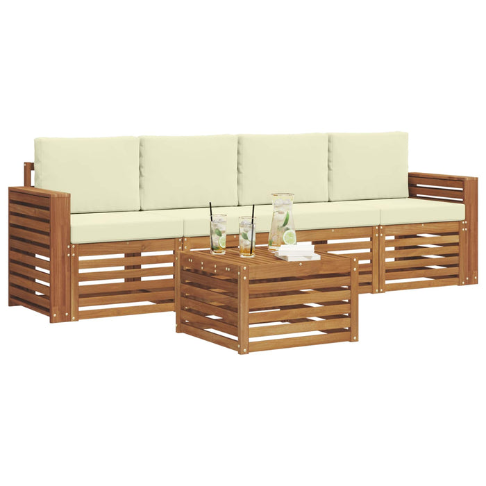 Set de canapele de exterior cu pernă 5 pcs Natural și Crem - WALTI WALTI