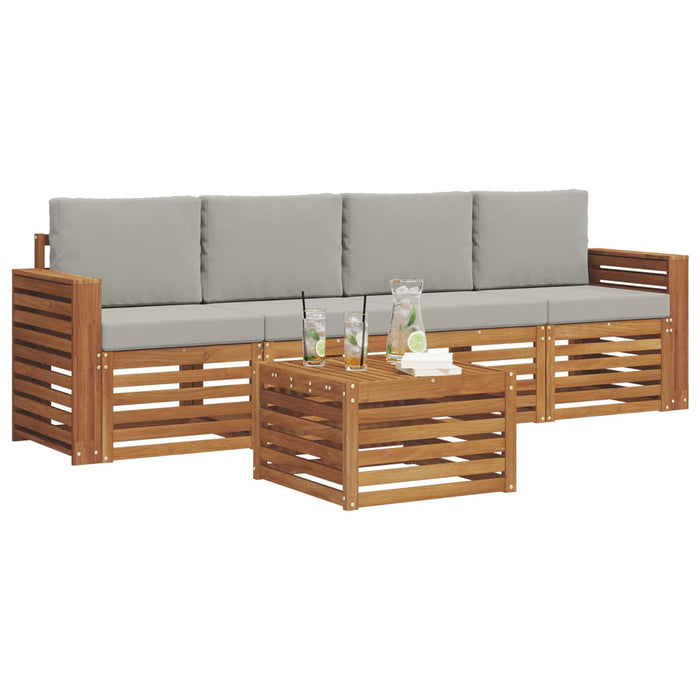 Set de canapele de exterior 5 pcs Gri natural și deschis - WALTI WALTI