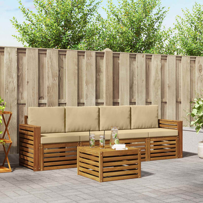 Set de canapele de exterior cu pernă 5 pcs Natural și Bej - WALTI WALTI