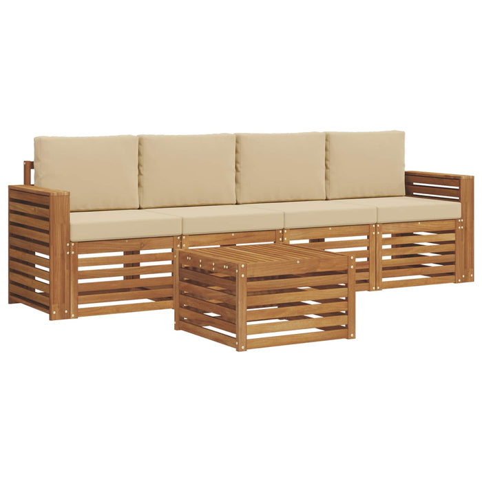 Set de canapele de exterior cu pernă 5 pcs Natural și Bej - WALTI WALTI