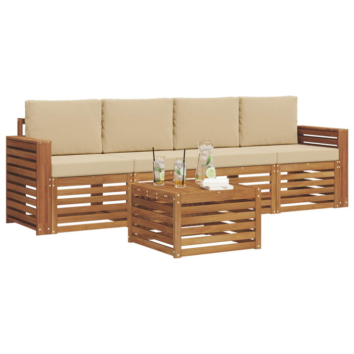 Set de canapele de exterior cu pernă 5 pcs Natural și Bej - WALTI WALTI