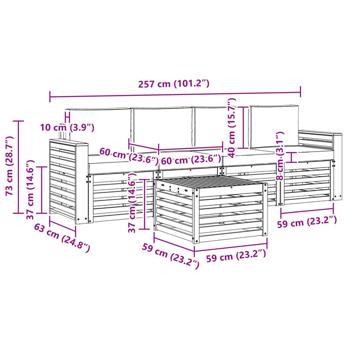 Set de canapele de exterior cu pernă 5 pcs Natural și Bej - WALTI WALTI