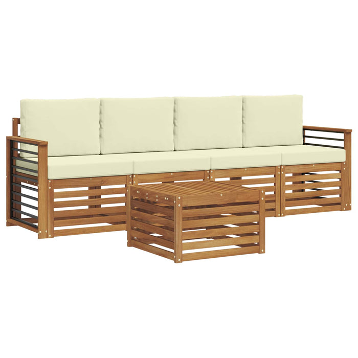 Set de canapele de exterior cu pernă 5 pcs Natural și Crem - WALTI WALTI