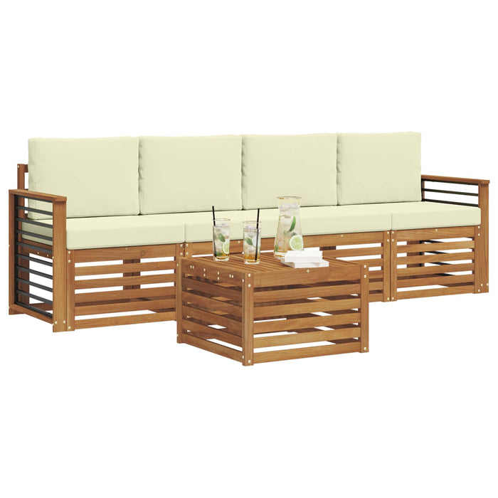 Set de canapele de exterior cu pernă 5 pcs Natural și Crem - WALTI WALTI