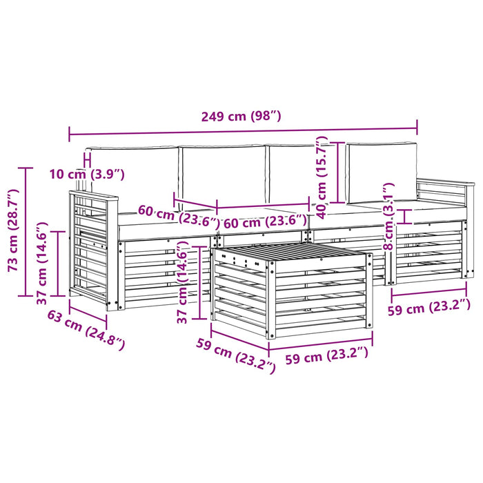 Set de canapele de exterior cu pernă 5 pcs Natural și Crem - WALTI WALTI