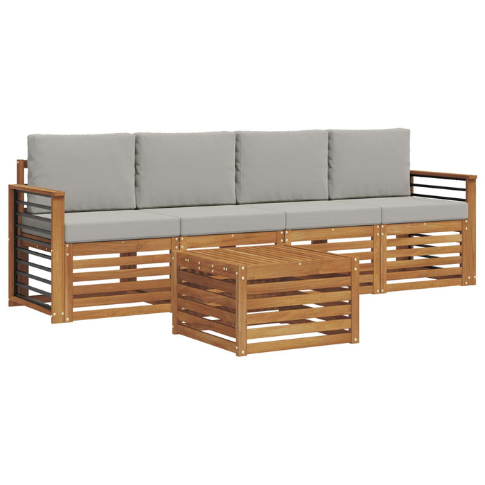 Set de canapele de exterior 5 pcs Gri natural și deschis - WALTI WALTI