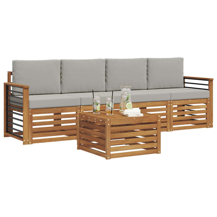 Set de canapele de exterior 5 pcs Gri natural și deschis - WALTI WALTI