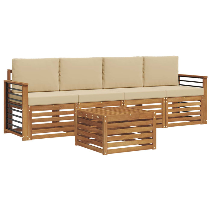 Set de canapele de exterior cu pernă 5 pcs Natural și Bej - WALTI WALTI