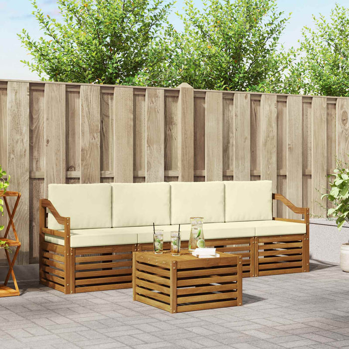 Set de canapele de exterior cu pernă 5 pcs Natural și Crem - WALTI WALTI
