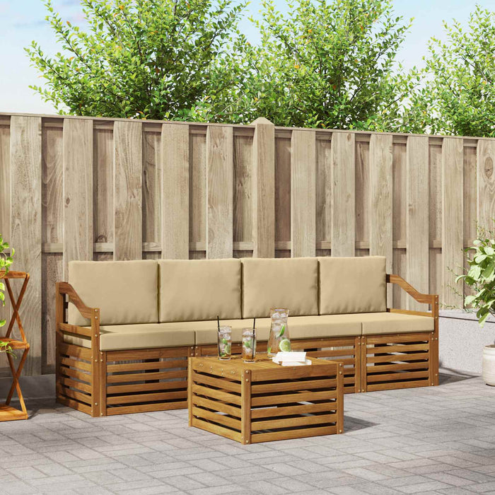 Set de canapele de exterior cu pernă 5 pcs Natur și Bej - WALTI WALTI
