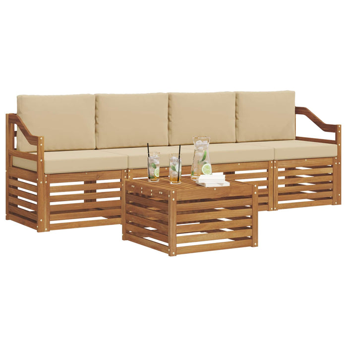Set de canapele de exterior cu pernă 5 pcs Natur și Bej - WALTI WALTI