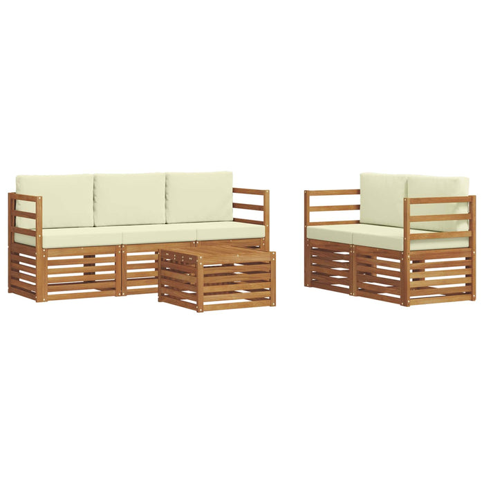 Seturi de canapele 6 pcs Natural și Crem Lemn Solid de Acacia - WALTI WALTI