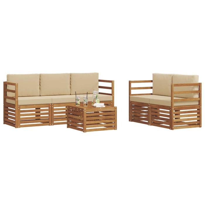 Seturi de canapele 6 pcs Natural și Bej Lemn Solid de Acacia - WALTI WALTI