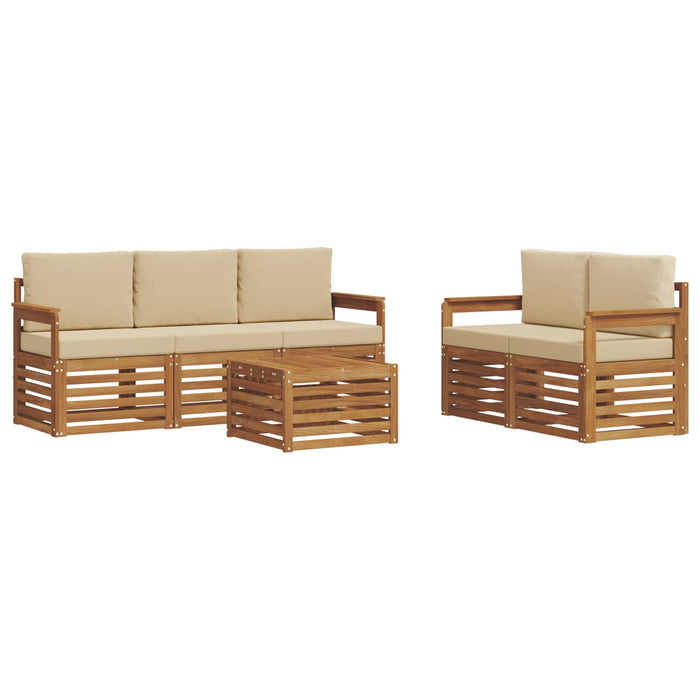 Seturi de canapele 6 pcs Natural și Bej Lemn Solid de Acacia - WALTI WALTI