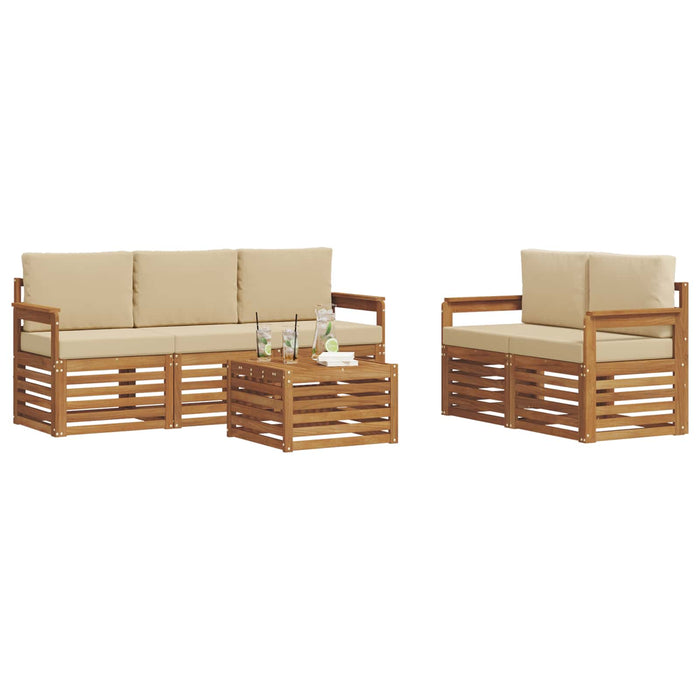 Seturi de canapele 6 pcs Natural și Bej Lemn Solid de Acacia - WALTI WALTI