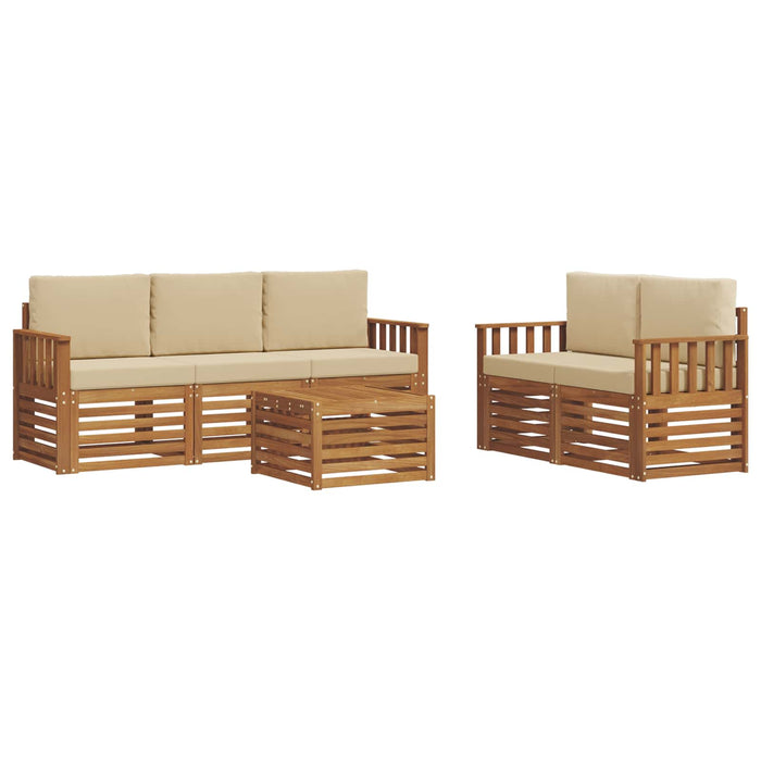 Seturi de canapele 6 pcs Natural și Bej Lemn Solid de Acacia - WALTI WALTI