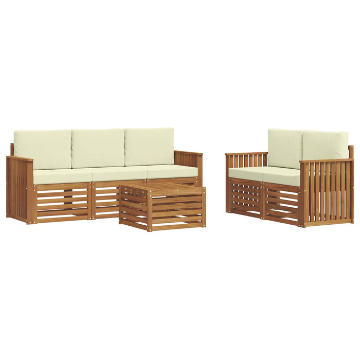 Seturi de canapele 6 pcs Natural și Crem Lemn Solid de Acacia - WALTI WALTI