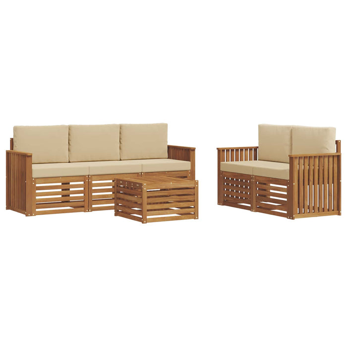 Seturi de canapele 6 pcs Natural și Bej Lemn Solid de Acacia - WALTI WALTI