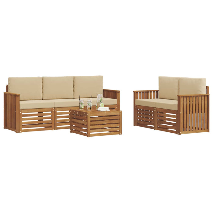 Seturi de canapele 6 pcs Natural și Bej Lemn Solid de Acacia - WALTI WALTI