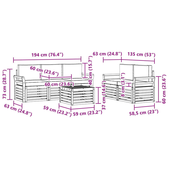 Seturi de canapele cu pernă 6 pcs Natural și Antracit - WALTI WALTI