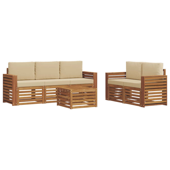 Seturi de canapele 6 pcs Natural și Bej Lemn Solid de Acacia - WALTI WALTI