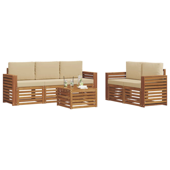 Seturi de canapele 6 pcs Natural și Bej Lemn Solid de Acacia - WALTI WALTI