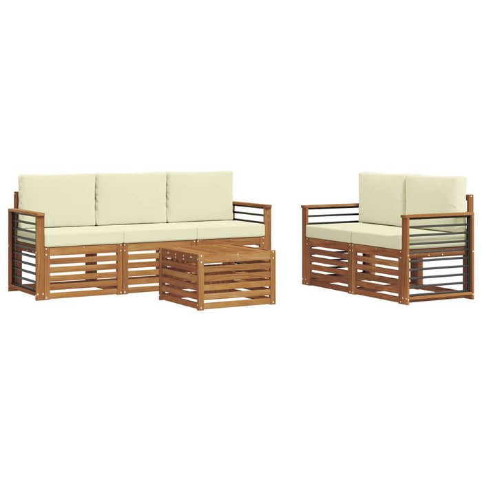 Seturi de canapele 6 pcs Natural și Crem Lemn Solid de Acacia - WALTI WALTI