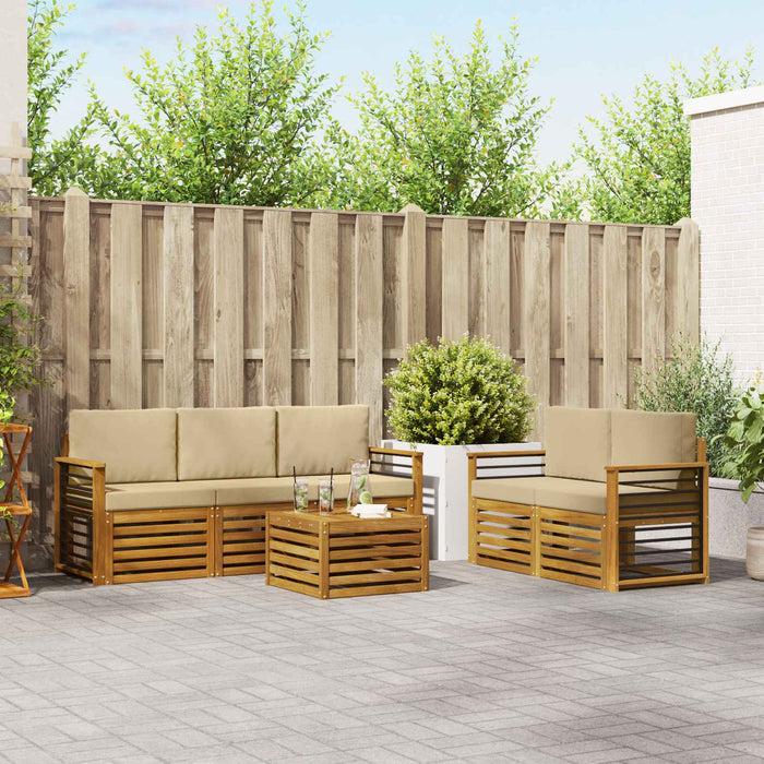 Seturi de canapele 6 pcs Natural și Bej Lemn Solid de Acacia - WALTI WALTI