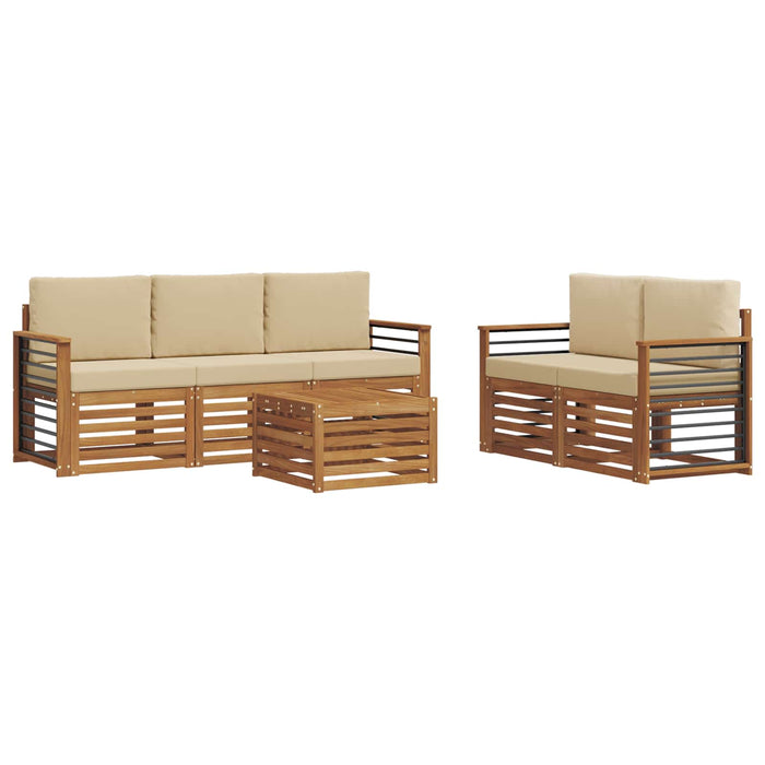 Seturi de canapele 6 pcs Natural și Bej Lemn Solid de Acacia - WALTI WALTI