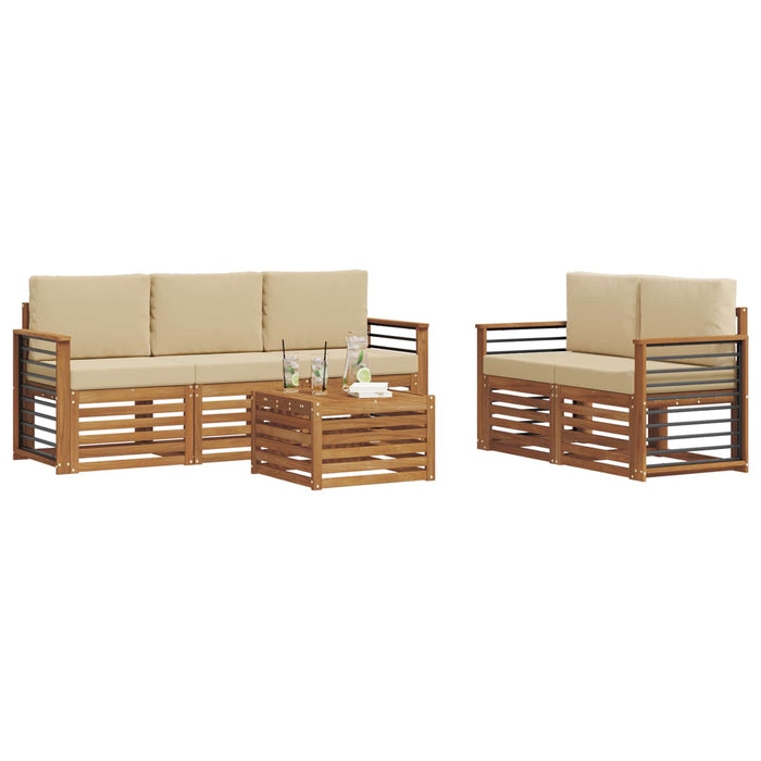 Seturi de canapele 6 pcs Natural și Bej Lemn Solid de Acacia - WALTI WALTI
