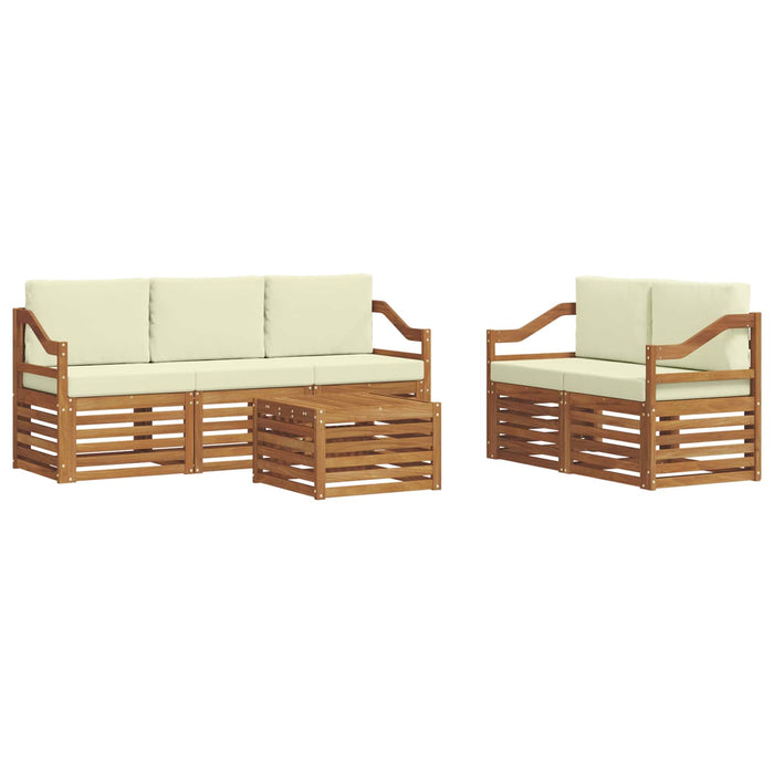 Seturi de canapele 6 pcs Natural și Crem Lemn Solid de Acacia - WALTI WALTI