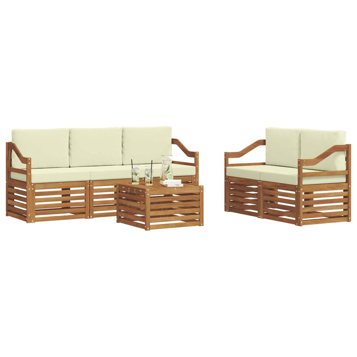 Seturi de canapele 6 pcs Natural și Crem Lemn Solid de Acacia - WALTI WALTI