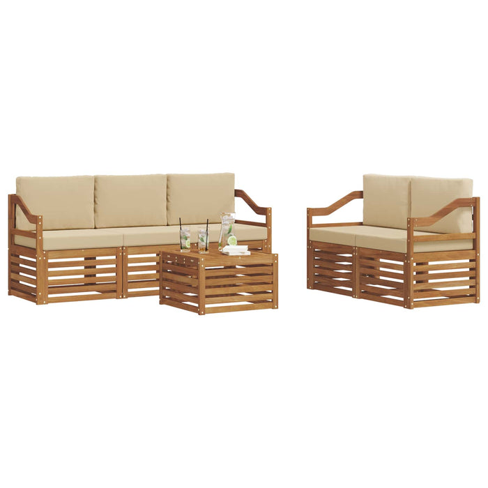 Seturi de canapele 6 pcs Natural și Bej Lemn Solid de Acacia - WALTI WALTI