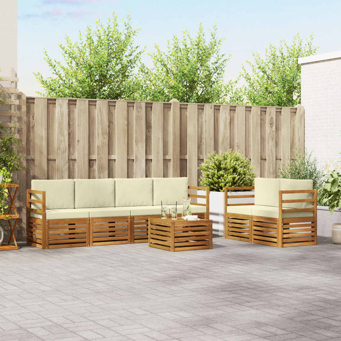 Set de canapele de exterior cu pernă 7 pcs Natural și Crem - WALTI WALTI