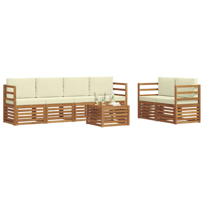 Set de canapele de exterior cu pernă 7 pcs Natural și Crem - WALTI WALTI