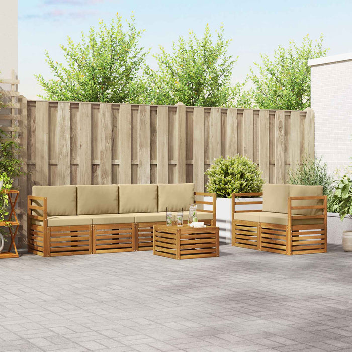 Set de canapele de exterior cu pernă 7 pcs Natural și Bej - WALTI WALTI