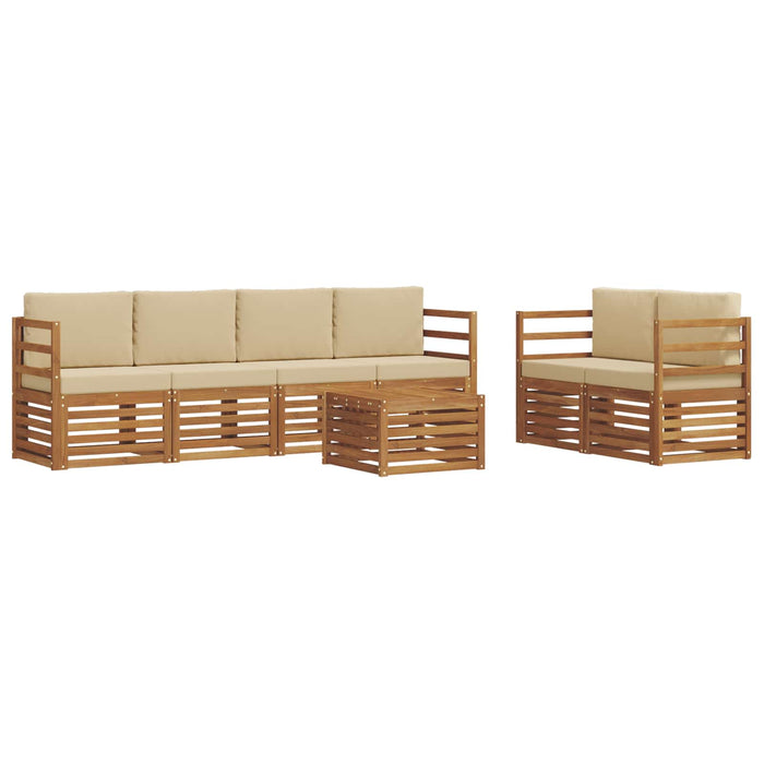 Set de canapele de exterior cu pernă 7 pcs Natural și Bej - WALTI WALTI