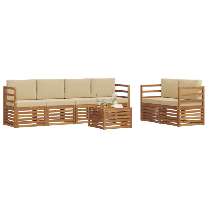 Set de canapele de exterior cu pernă 7 pcs Natural și Bej - WALTI WALTI