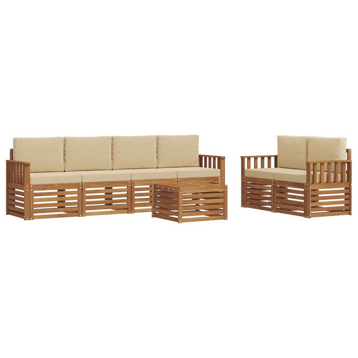 Set de canapele de exterior cu pernă 7 pcs Natural și Bej - WALTI WALTI