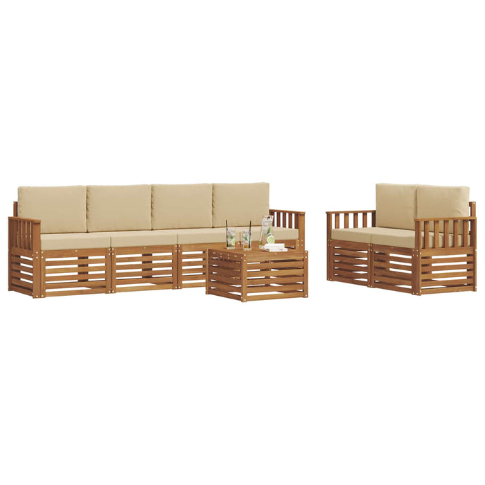 Set de canapele de exterior cu pernă 7 pcs Natural și Bej - WALTI WALTI