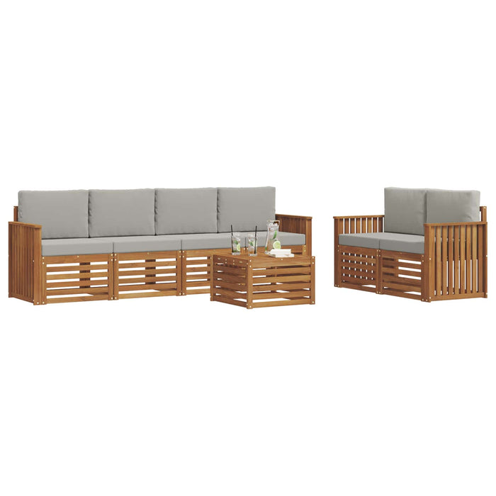 Set de canapele de exterior 7 pcs Gri natural și deschis - WALTI WALTI