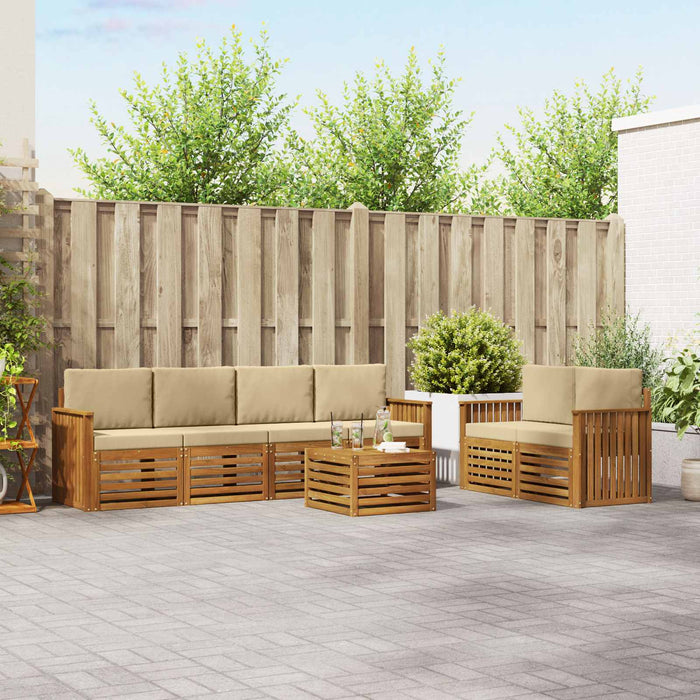 Set de canapele de exterior cu pernă 7 pcs Natural și Bej - WALTI WALTI