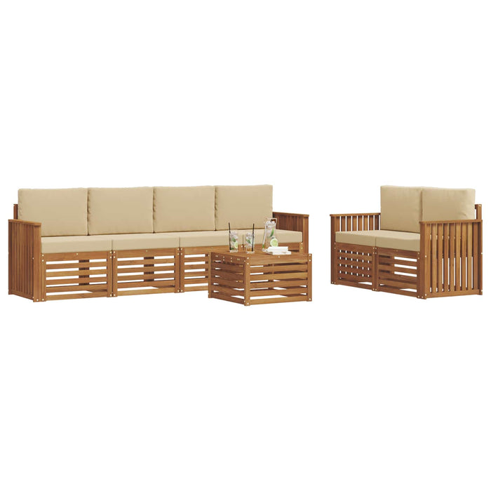 Set de canapele de exterior cu pernă 7 pcs Natural și Bej - WALTI WALTI