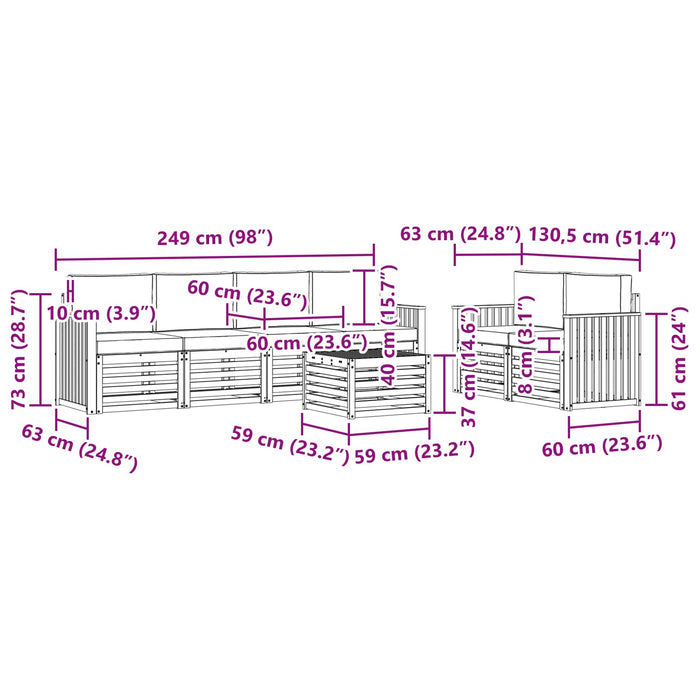 Set de canapele de exterior cu pernă 7 pcs Natural și Bej - WALTI WALTI