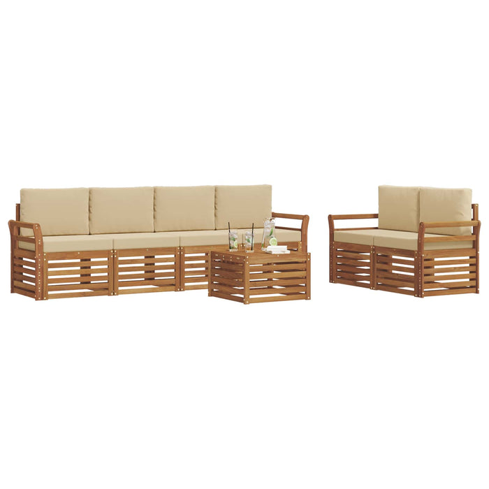 Set de canapele de exterior cu pernă 7 pcs Natural și Bej - WALTI WALTI
